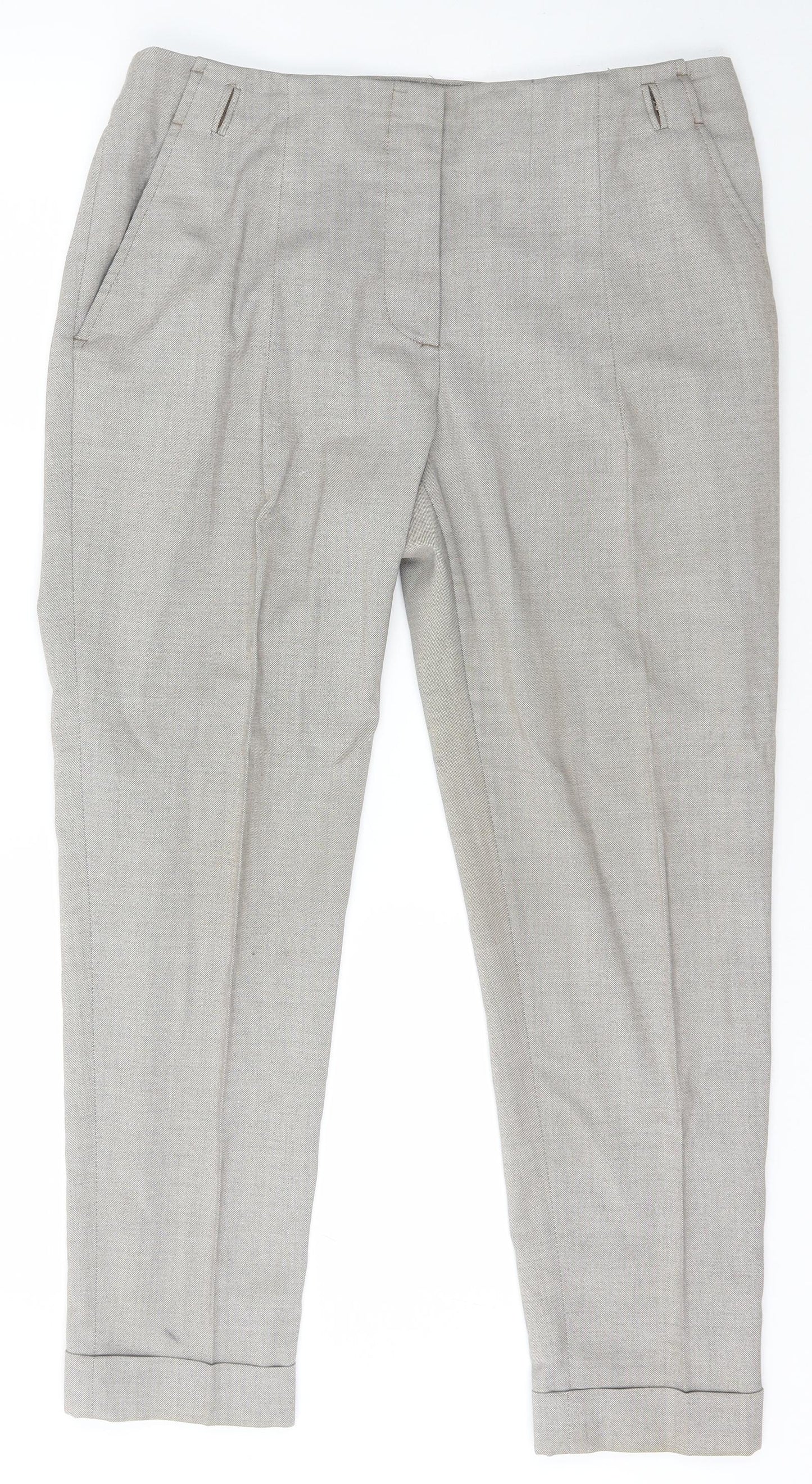 Zara Basics Womens Grey  Polyester Carrot Trousers Size XL L28 in Regular Hook & Eye