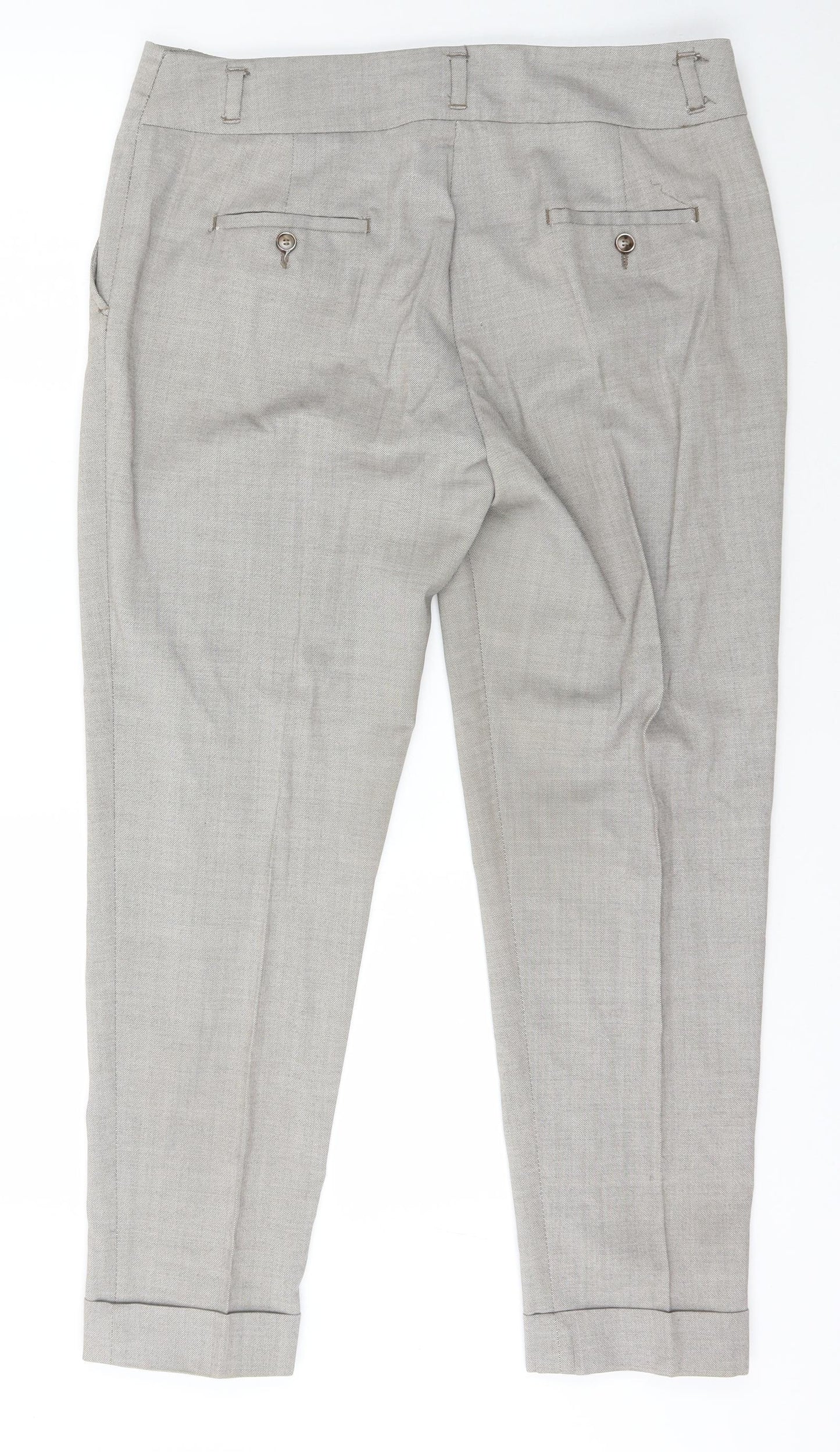 Zara Basics Womens Grey  Polyester Carrot Trousers Size XL L28 in Regular Hook & Eye