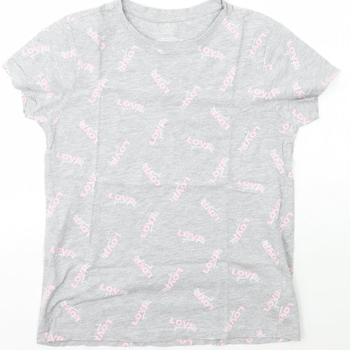 Primark Womens Grey  Cotton Basic T-Shirt Size XS Crew Neck