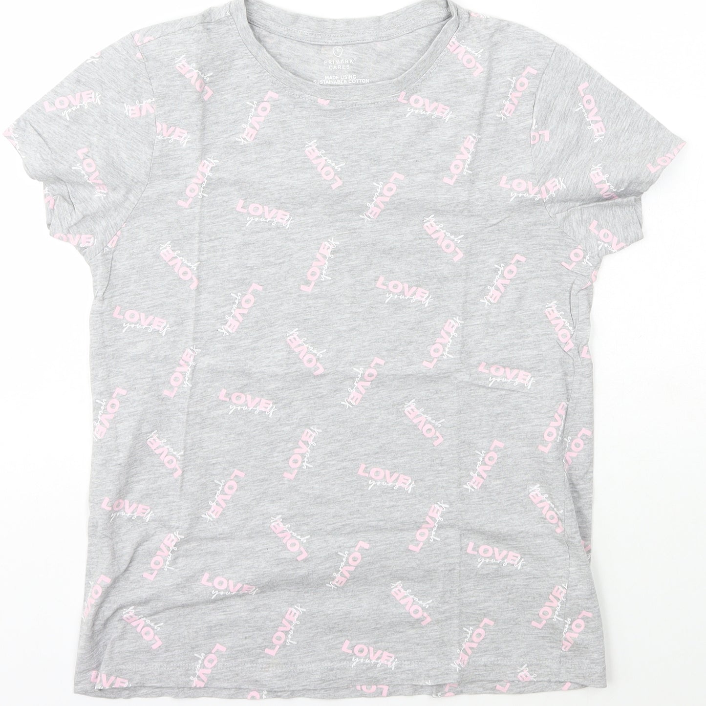 Primark Womens Grey  Cotton Basic T-Shirt Size XS Crew Neck
