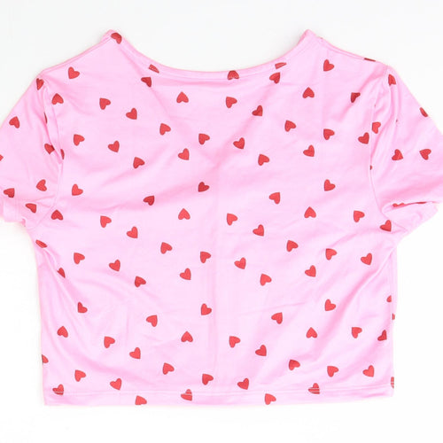SheIn Girls Pink Scoop Neck Geometric Polyester Cardigan Jumper Size 11-12 Years  Button