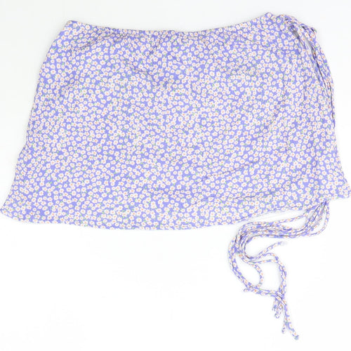 Pull&Bear Womens Purple Floral Polyester Wrap Skirt Size XS   Magnetic