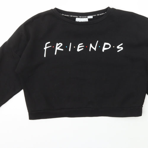 Primark Girls Black  Cotton Pullover Sweatshirt Size 11-12 Years  Pullover - Friends