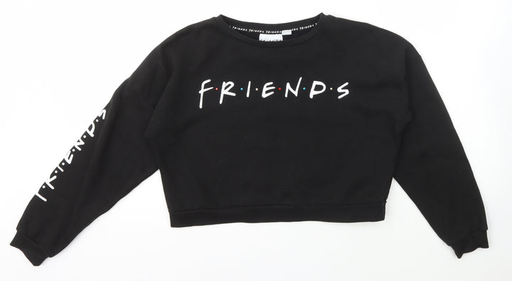 Primark Girls Black Cotton Pullover Sweatshirt Size 11-12 Years Pullover - Friends
