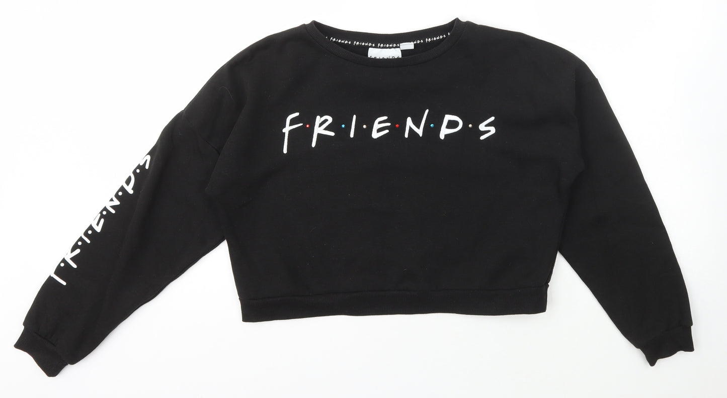 Primark Girls Black  Cotton Pullover Sweatshirt Size 11-12 Years  Pullover - Friends
