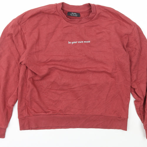 Bershka Womens Purple  Cotton Pullover Sweatshirt Size S  Pullover
