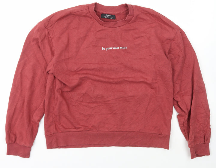 Bershka Womens Purple Cotton Pullover Sweatshirt Size S Pullover