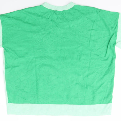 Marks and Spencer Womens Green V-Neck  Viscose Pullover Jumper Size 16