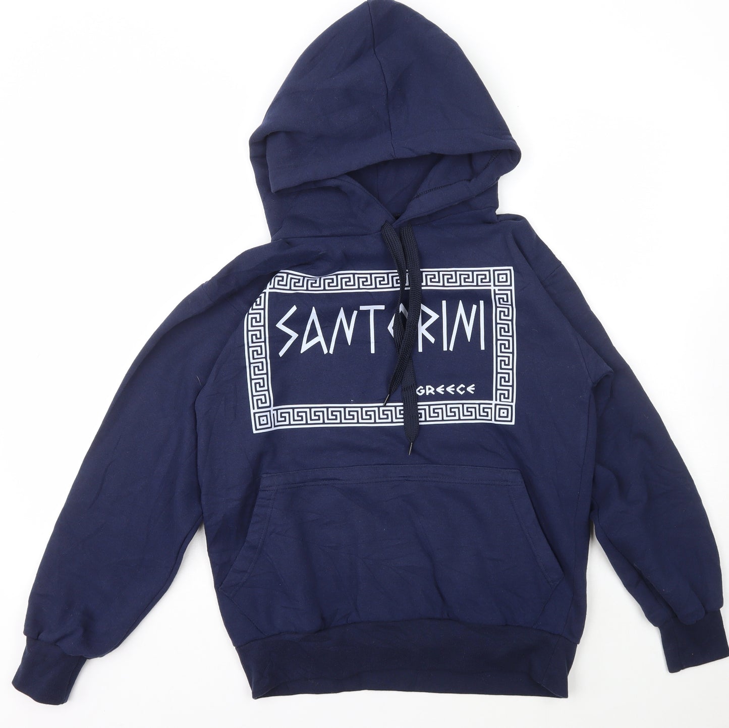 Geece Mens Blue  Cotton Pullover Hoodie Size S   - Holiday Greece santorini