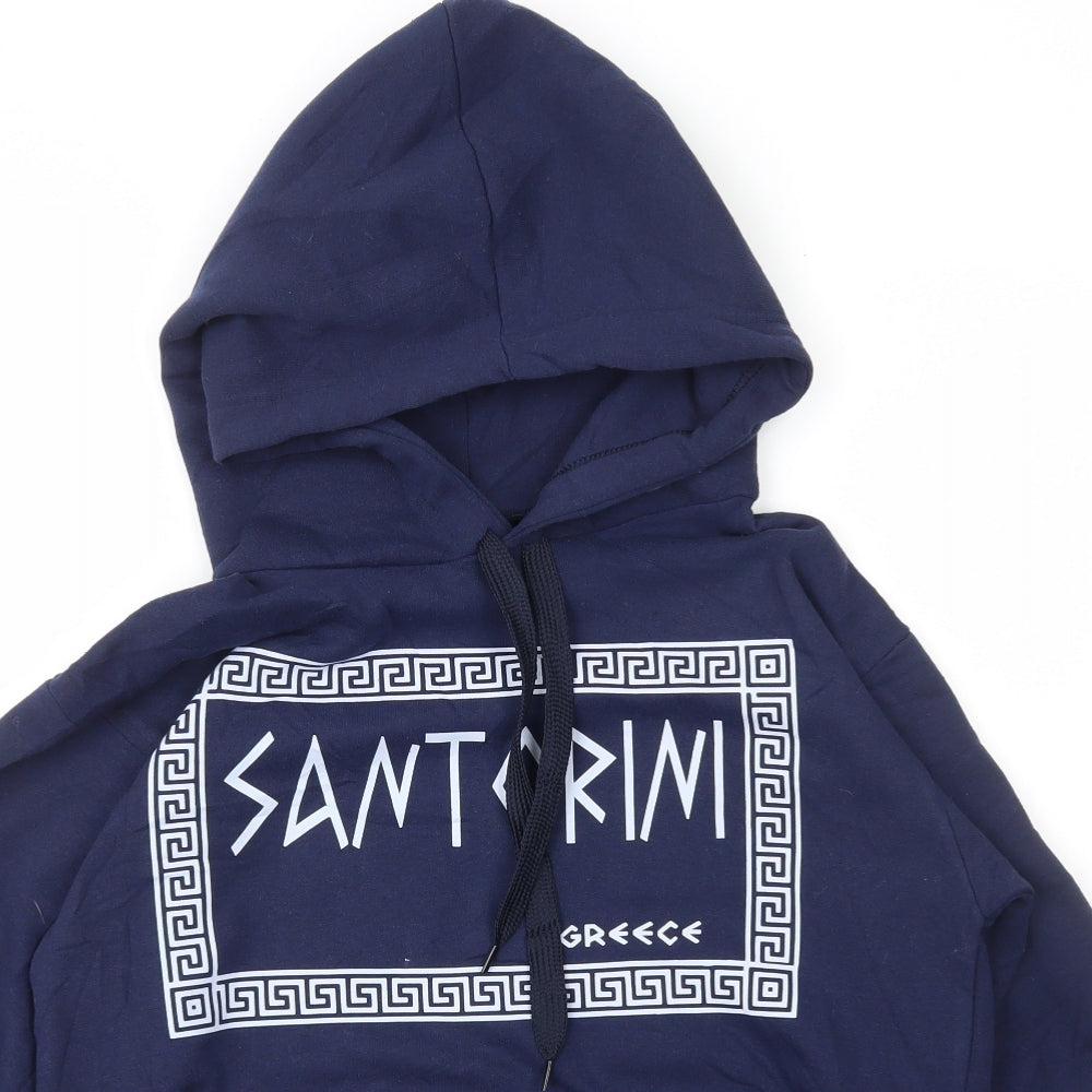 Geece Mens Blue  Cotton Pullover Hoodie Size S   - Holiday Greece santorini