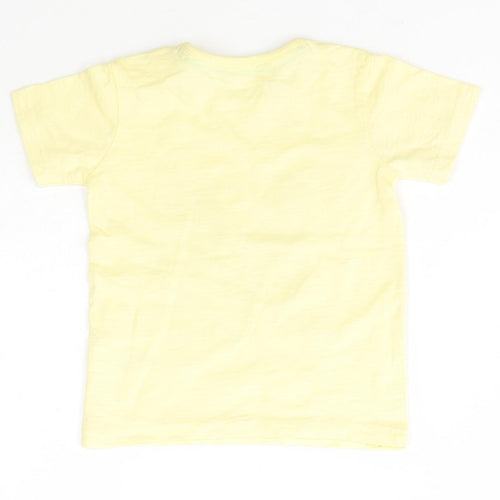 George Boys Yellow  Cotton Basic T-Shirt Size 12 Months Crew Neck Snap - Mickey Mouse Disney