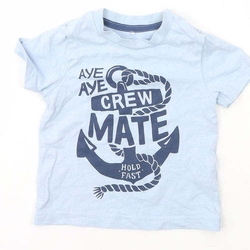 George Boys Blue  Cotton Basic T-Shirt Size 12 Months Crew Neck Pullover