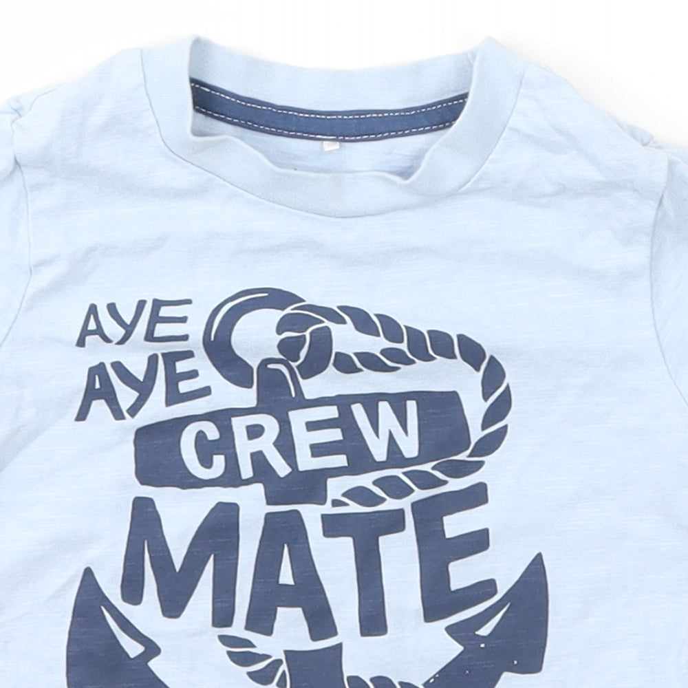 George Boys Blue  Cotton Basic T-Shirt Size 12 Months Crew Neck Pullover