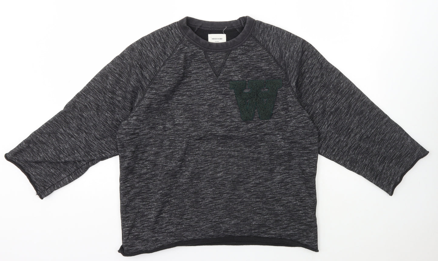 Wood Wood Womens Grey Crew Neck  Cotton Pullover Jumper Size XS