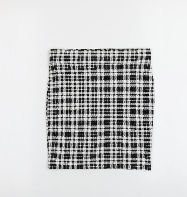 New Look Girls Black Plaid Cotton A-Line Skirt Size 10-11 Years  Regular