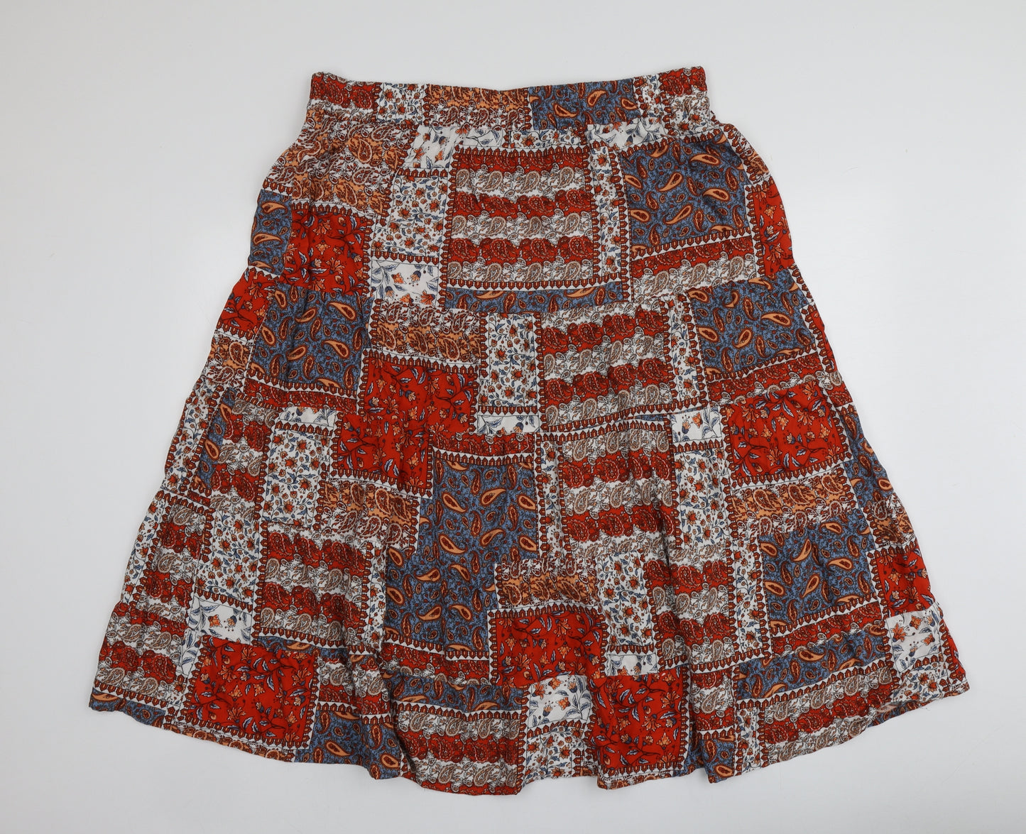 Katies Womens Multicoloured Fair Isle Viscose A-Line Skirt Size 18