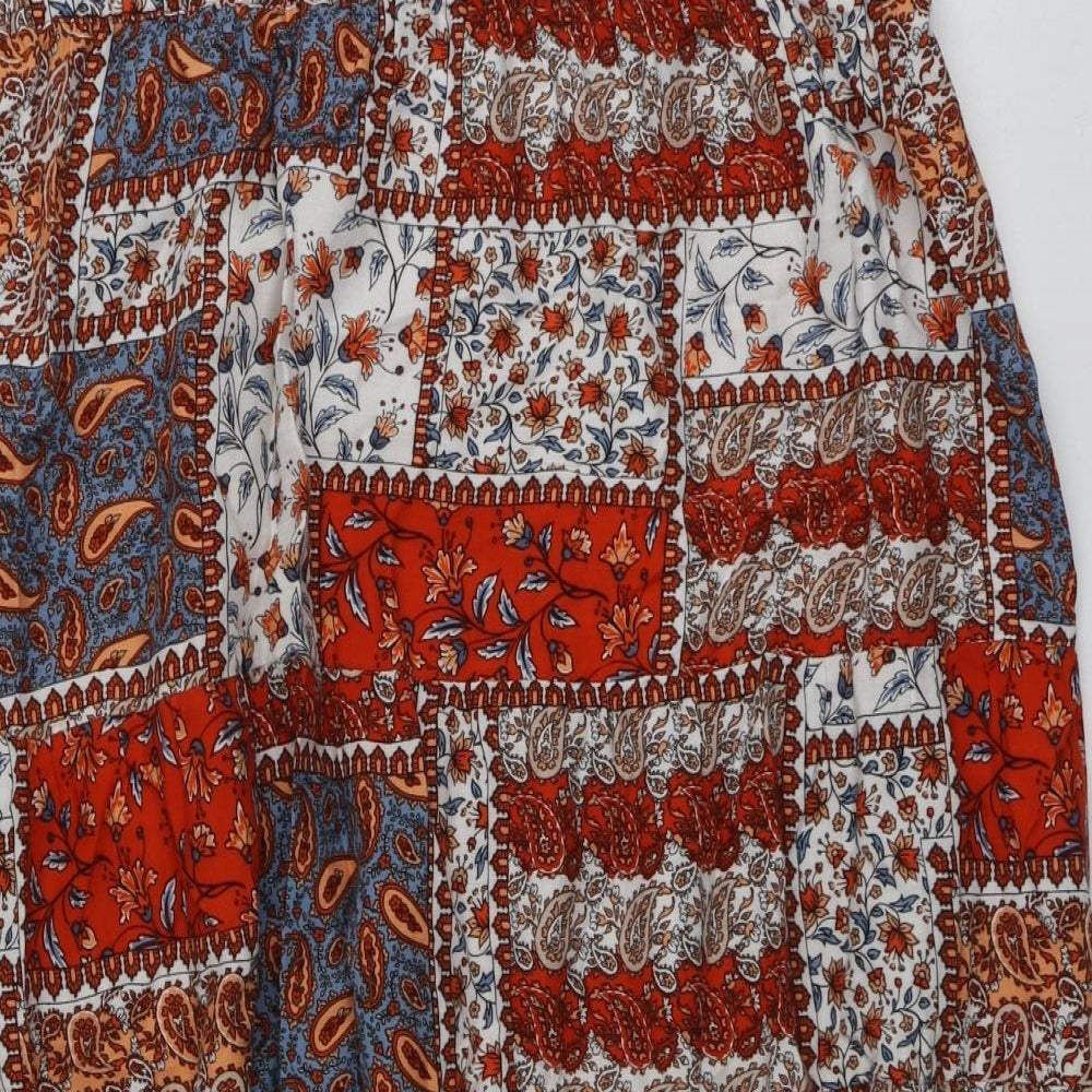 Katies Womens Multicoloured Fair Isle Viscose A-Line Skirt Size 18