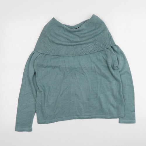 M&S Womens Blue Roll Neck  Acrylic Pullover Jumper Size 12