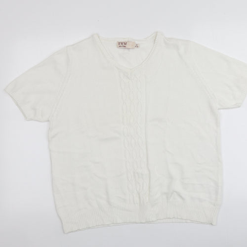 EWM Womens Ivory Round Neck  100% Cotton Pullover Jumper Size M