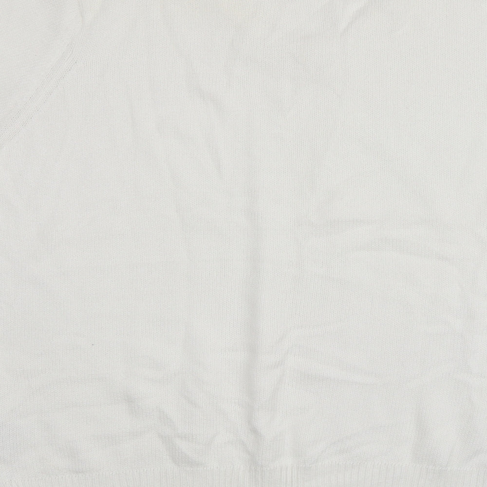 EWM Womens Ivory Round Neck  100% Cotton Pullover Jumper Size M