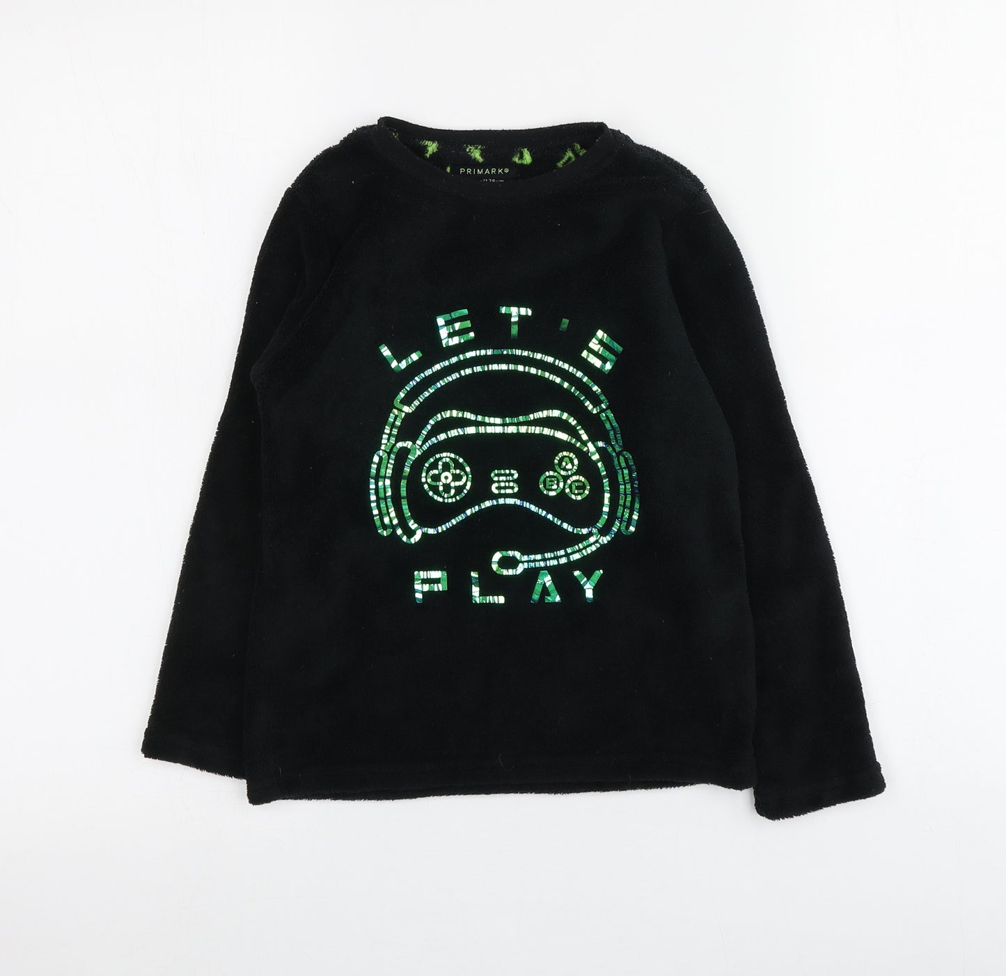 Primark Boys Black Geometric 100% Polyester Pullover Sweatshirt Size 7-8 Years