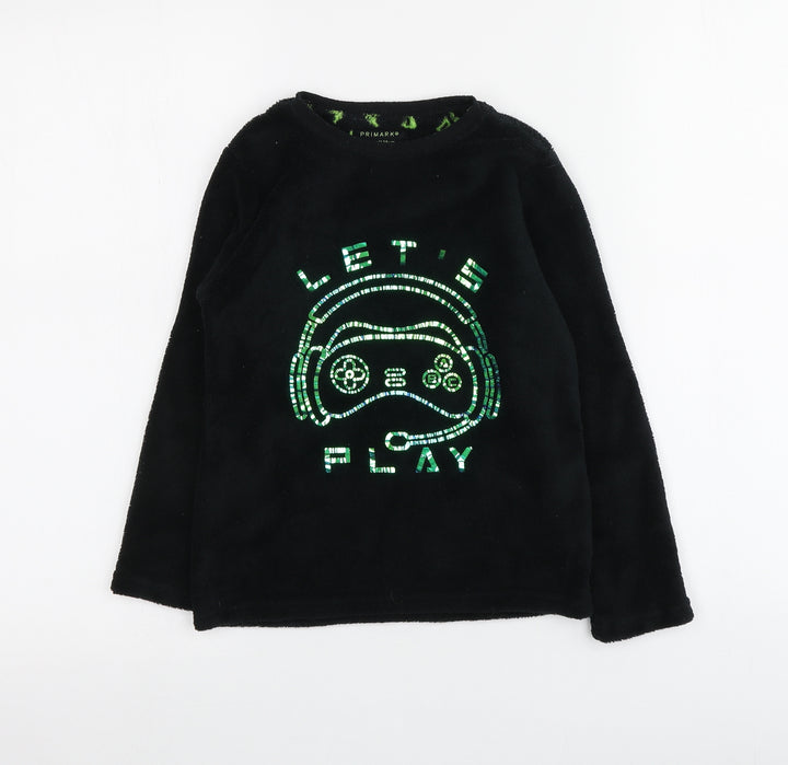 Primark Boys Black Geometric 100% Polyester Pullover Sweatshirt Size 7-8 Years