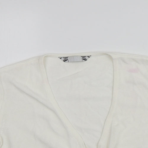 Joanna Hope Womens Ivory V-Neck  Viscose Cardigan Jumper Size 14