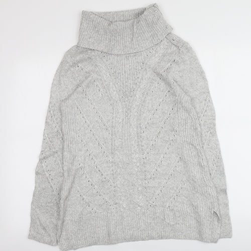 White House Black Market Womens Grey Roll Neck  Nylon Pullover Jumper Size S