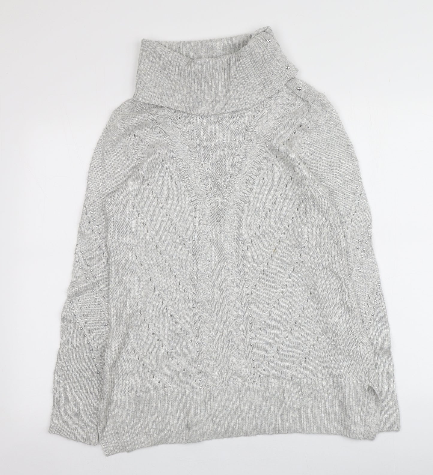 White House Black Market Womens Grey Roll Neck  Nylon Pullover Jumper Size S