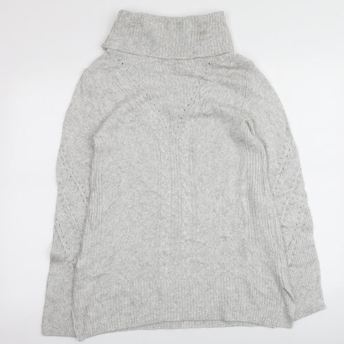 White House Black Market Womens Grey Roll Neck  Nylon Pullover Jumper Size S