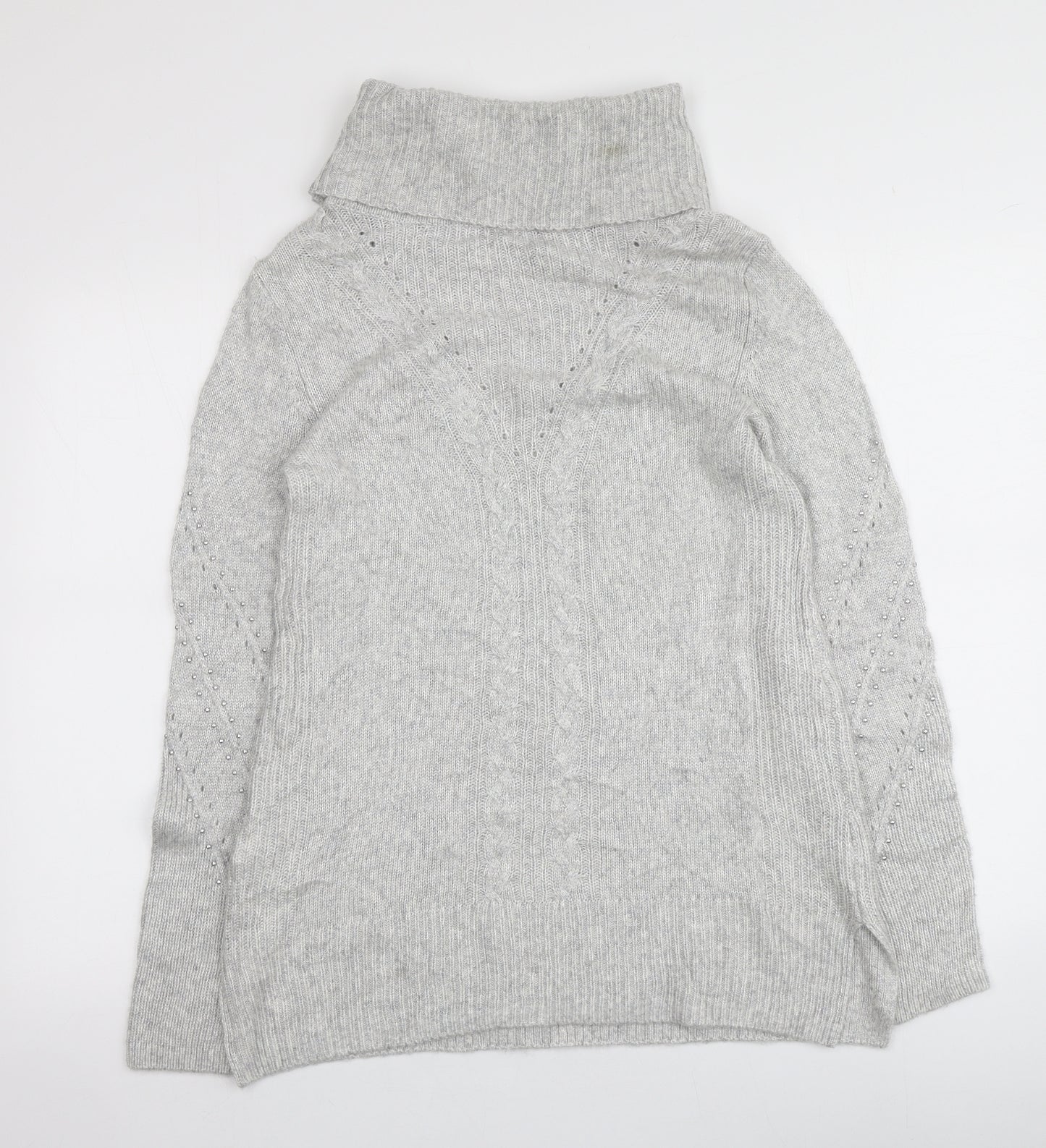 White House Black Market Womens Grey Roll Neck  Nylon Pullover Jumper Size S