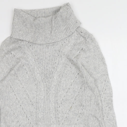 White House Black Market Womens Grey Roll Neck  Nylon Pullover Jumper Size S