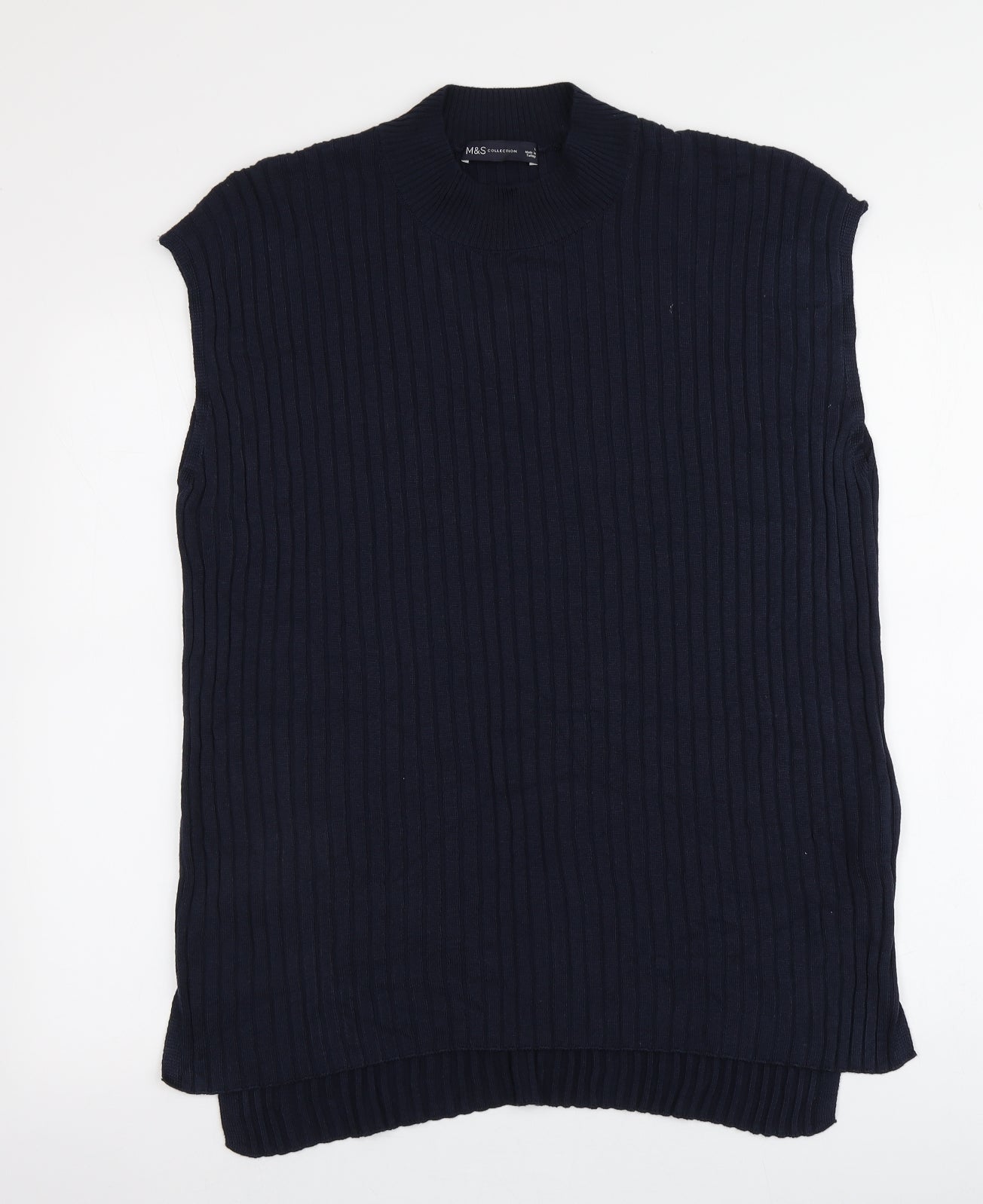 M&S Womens Blue Boat Neck  Viscose Vest Jumper Size L