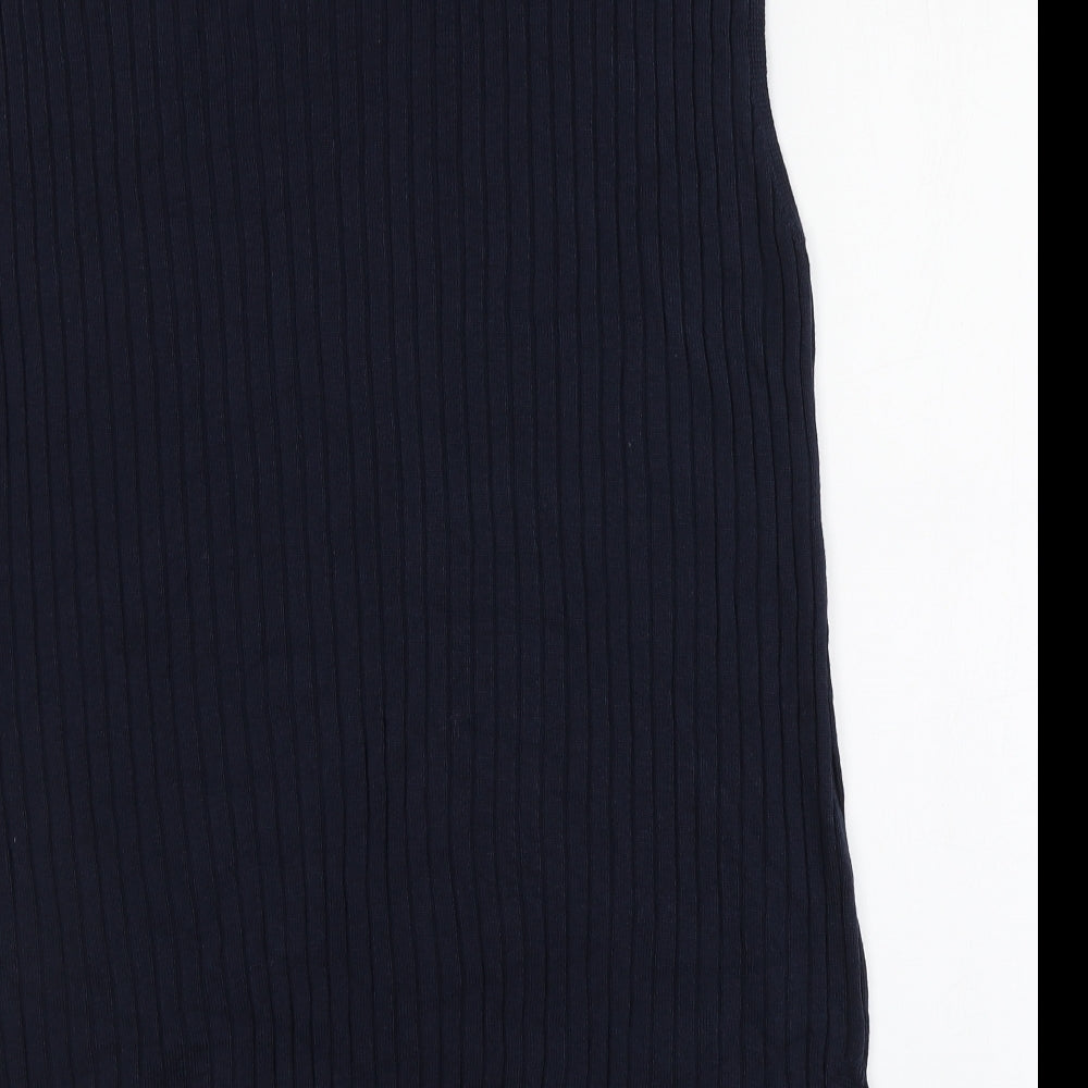 M&S Womens Blue Boat Neck  Viscose Vest Jumper Size L