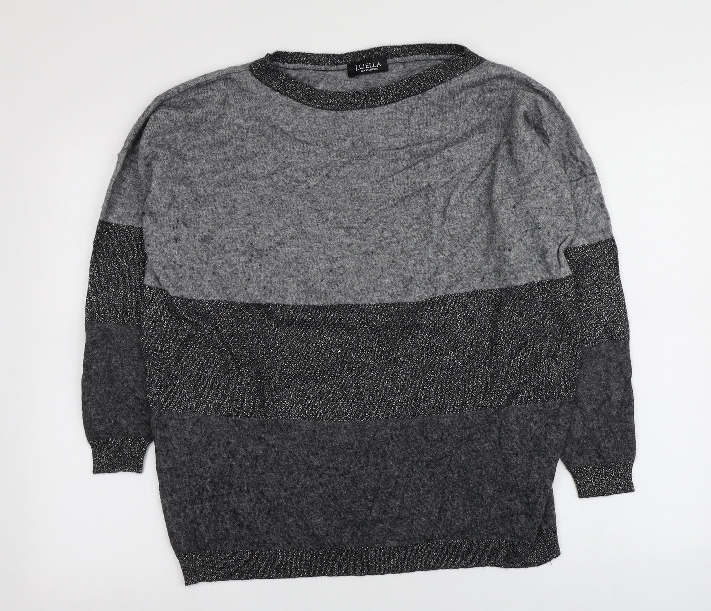 Luella Womens Grey Round Neck  Cashmere Pullover Jumper One Size