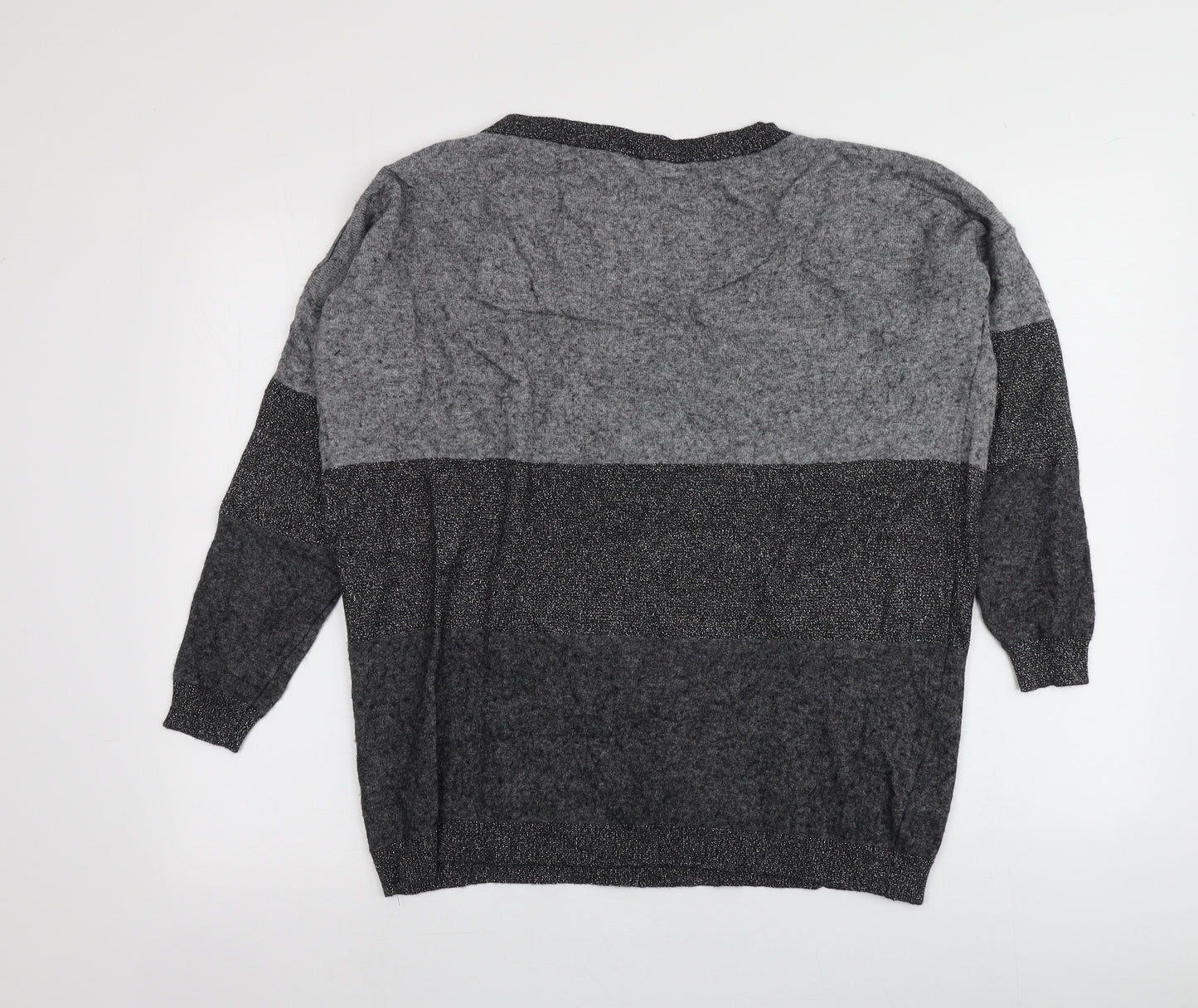 Luella Womens Grey Round Neck  Cashmere Pullover Jumper One Size