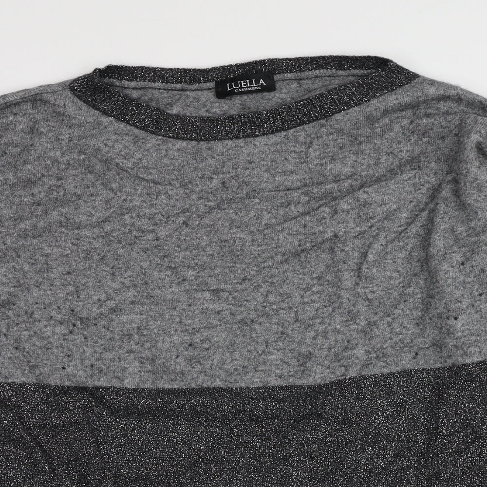 Luella Womens Grey Round Neck  Cashmere Pullover Jumper One Size
