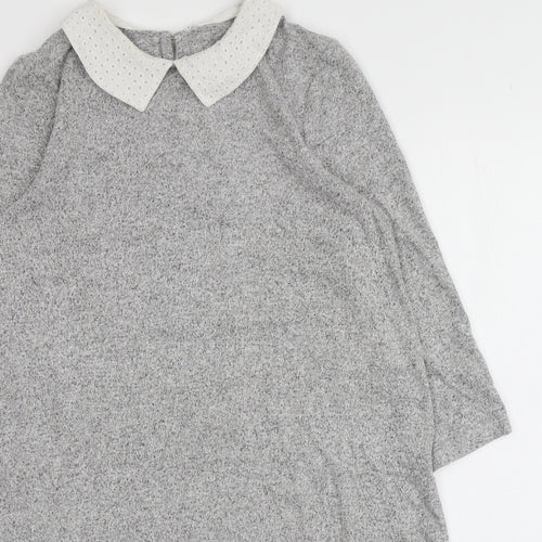 TU Womens Grey  Viscose Jumper Dress  Size 8  Round Neck