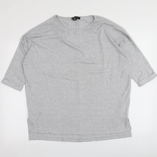 New Look Womens Grey  Polyester Basic Blouse Size S Round Neck