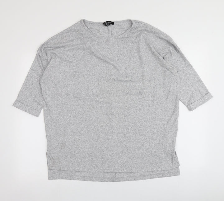 New Look Womens Grey Polyester Basic Blouse Size S Round Neck