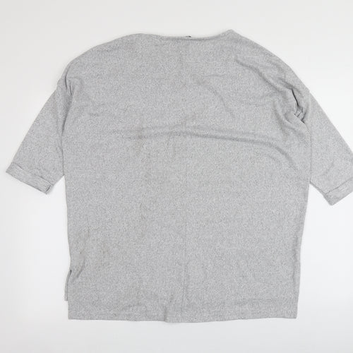 New Look Womens Grey  Polyester Basic Blouse Size S Round Neck