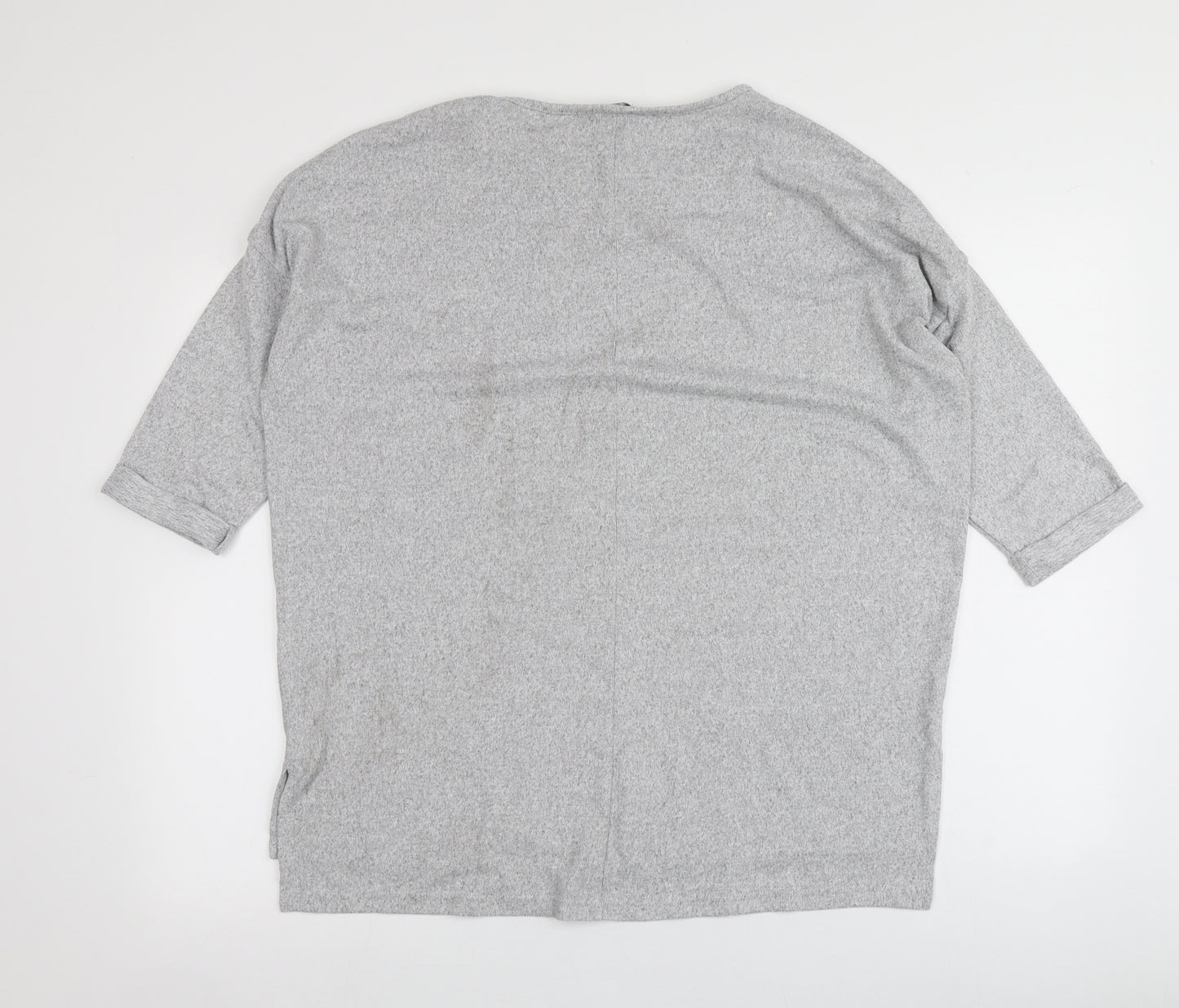 New Look Womens Grey  Polyester Basic Blouse Size S Round Neck