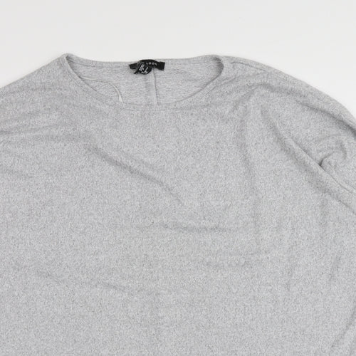 New Look Womens Grey  Polyester Basic Blouse Size S Round Neck