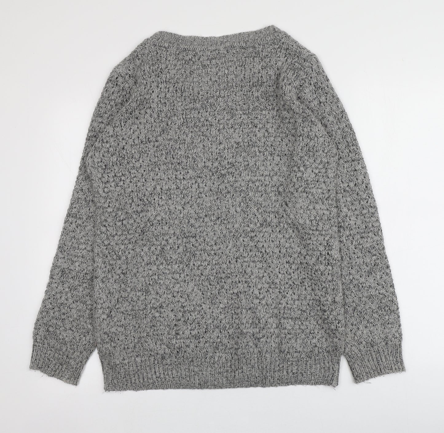 ICHI Womens Grey Round Neck  Acrylic Pullover Jumper Size M