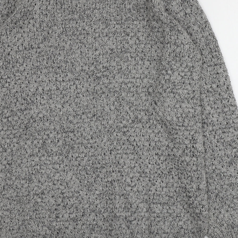 ICHI Womens Grey Round Neck  Acrylic Pullover Jumper Size M