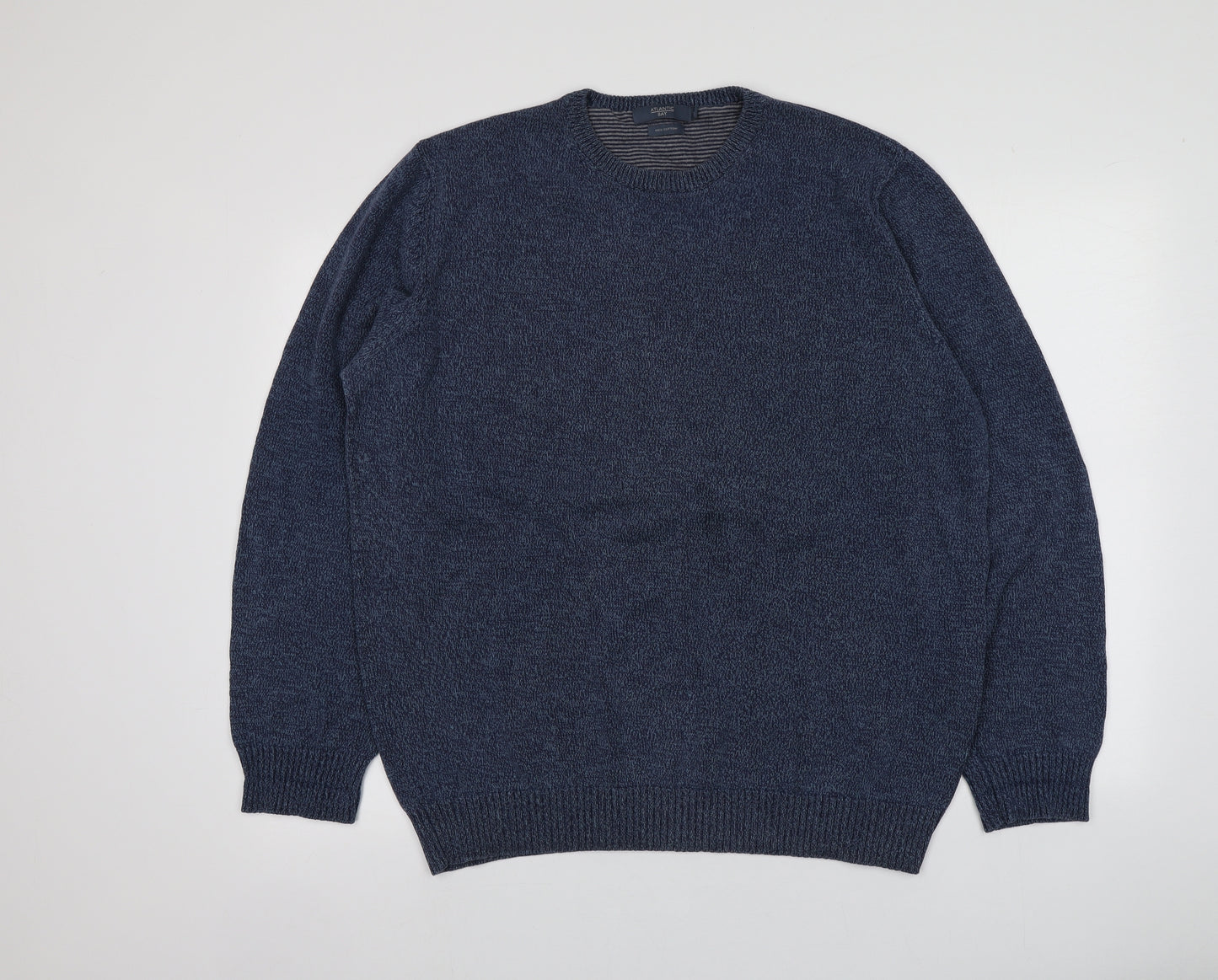 Atlantic Mens Blue Round Neck  Cotton Pullover Jumper Size XL