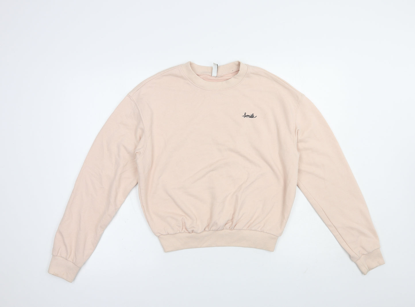 H&M Womens Pink  Cotton Pullover Sweatshirt Size S  Pullover - Smile