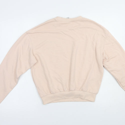 H&M Womens Pink  Cotton Pullover Sweatshirt Size S  Pullover - Smile