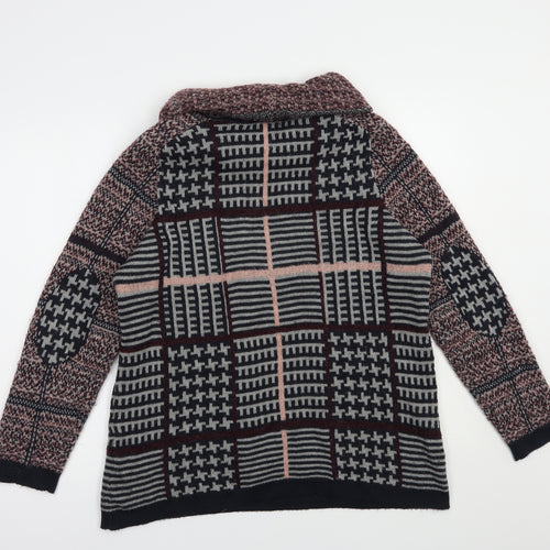 Marks and Spencer Womens Purple Roll Neck Plaid Acrylic Pullover Jumper Size 16
