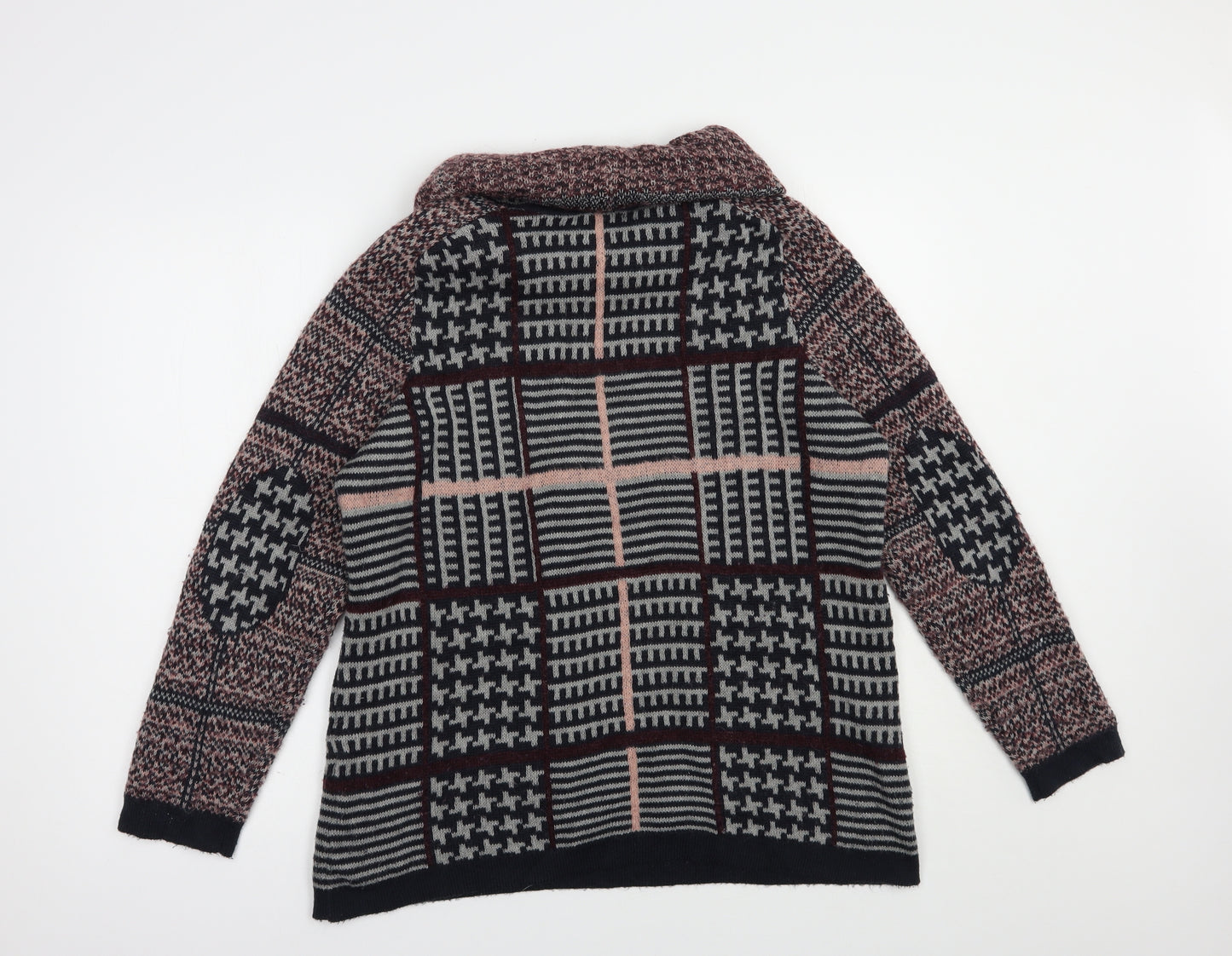 Marks and Spencer Womens Purple Roll Neck Plaid Acrylic Pullover Jumper Size 16